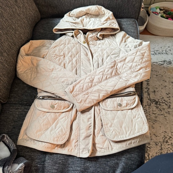 Women's Quilted Jacket - Cream/Beige - Picture 1 of 10